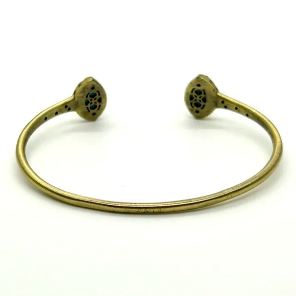 Kendra Scott Laura Pinch Cuff Bracelet in Antique Gold & Variegated Turquoise - Picture 5 of 13